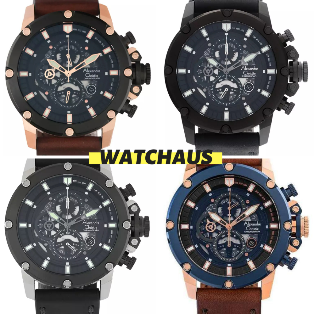 JAM TANGAN PRIA ALEXANDRE CHRISTIE AC6564 AC 6564 MCL CHRONOGRAPH LEATHER STRAP