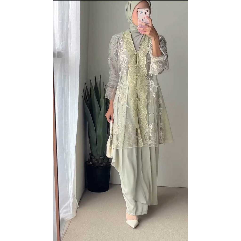 Sewa Dress Brukat  Green Sage