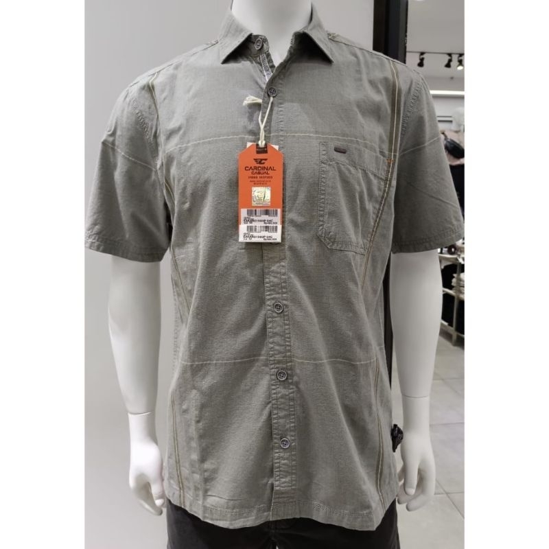 Kemeja pendek pria Cardinal casual original mens EAKAR01560P 04C Kemeja katun abu silver
