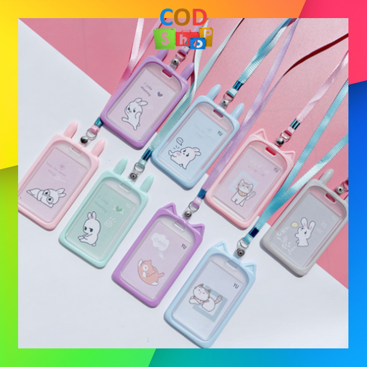 

COD - 5770 Name Tag Lanyard Gantungan Kartu Motif Kuping / Id Card Holder Akses MRT Busway E-Money Bentuk Karakter Warna Pastel