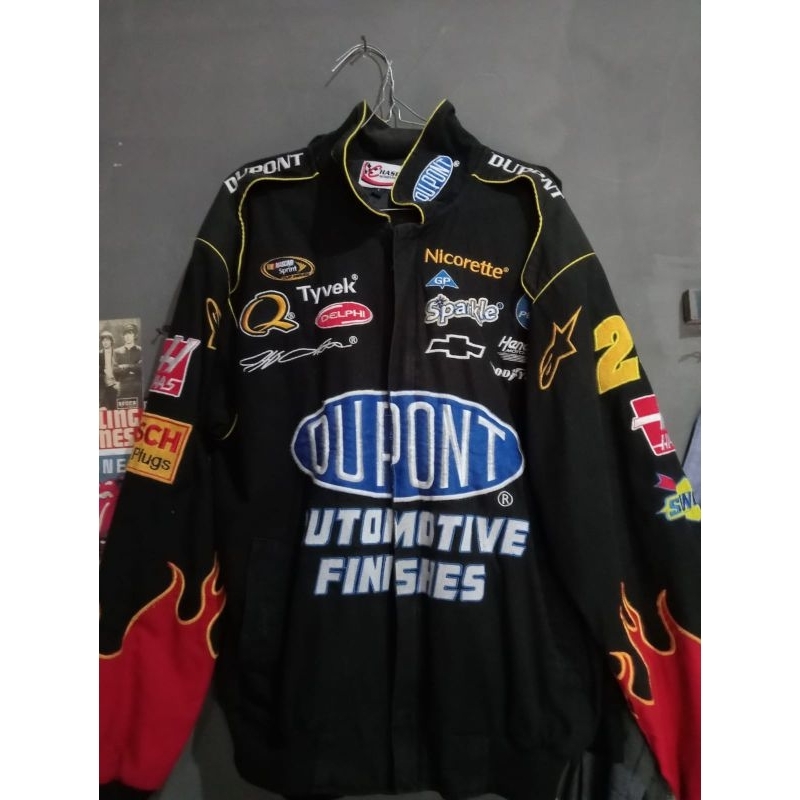 Nascar Jaket Jeff Gordon Dupont 24 Racing Chase Authentic Flames - Hitam - L