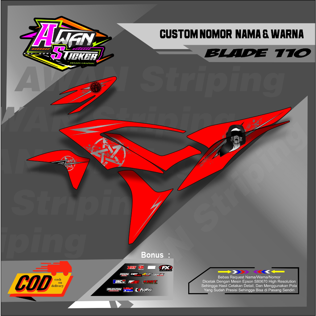 Striping  Viral Honda Blade 110 Lady Santanic - Striping List Variasi Motor Blade 110 Motif Lady San