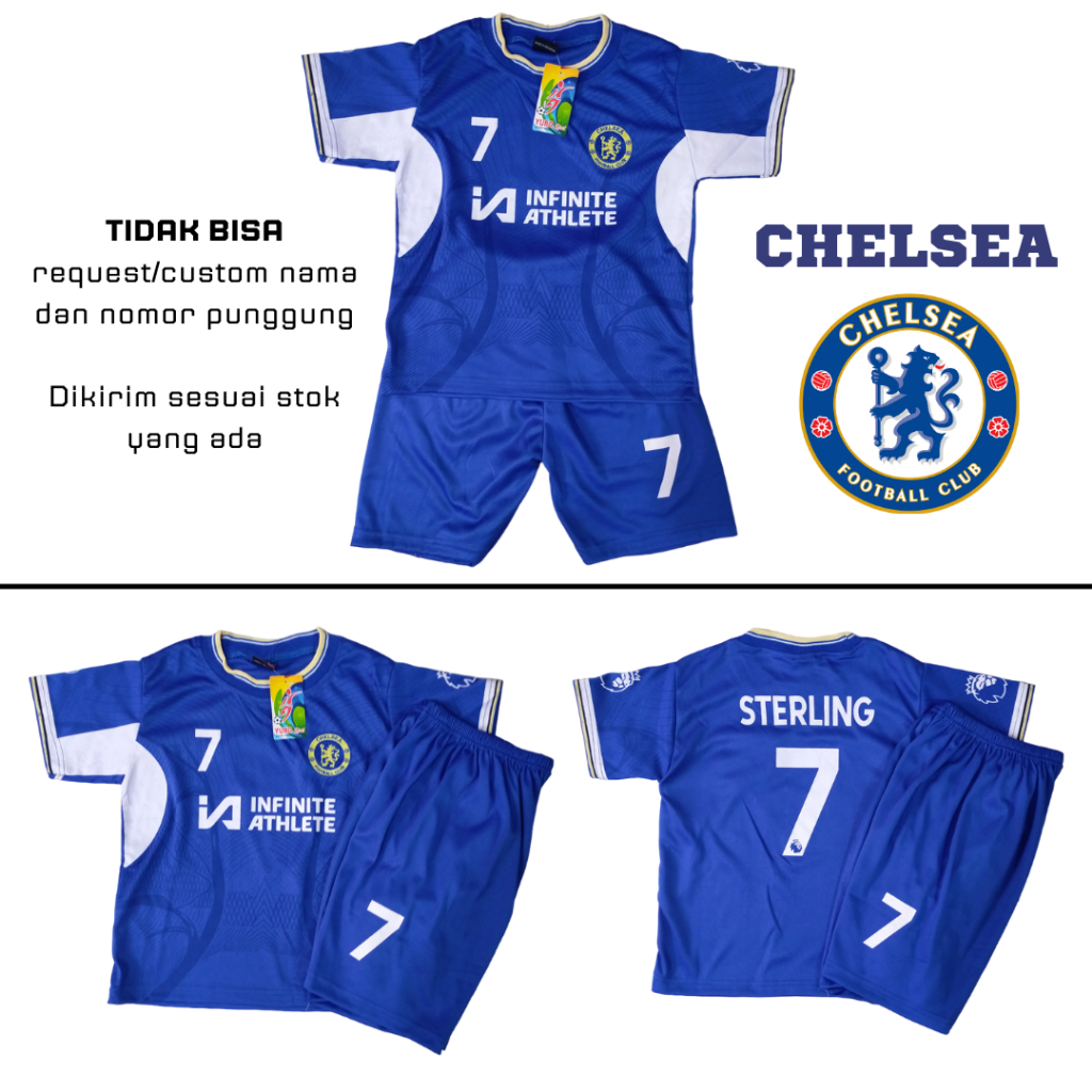 SETELAN BAJU BOLA ANAK CHELSEA BENHUR TERBARU 2023-2024 / BISA COD SET BOLA ANAK LAKI LAKI TERBARU 1