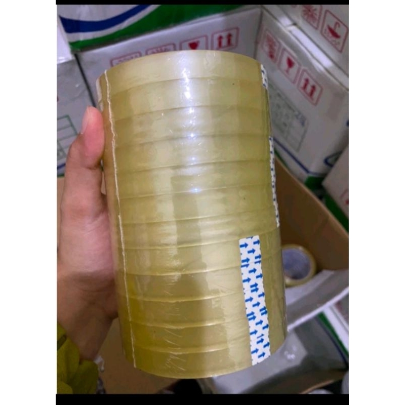 

Lakban Bening Isolasi 1 jari Isolasi 0.5mm inci 12 mm multifungsi kertas kuat Plakban Tebal