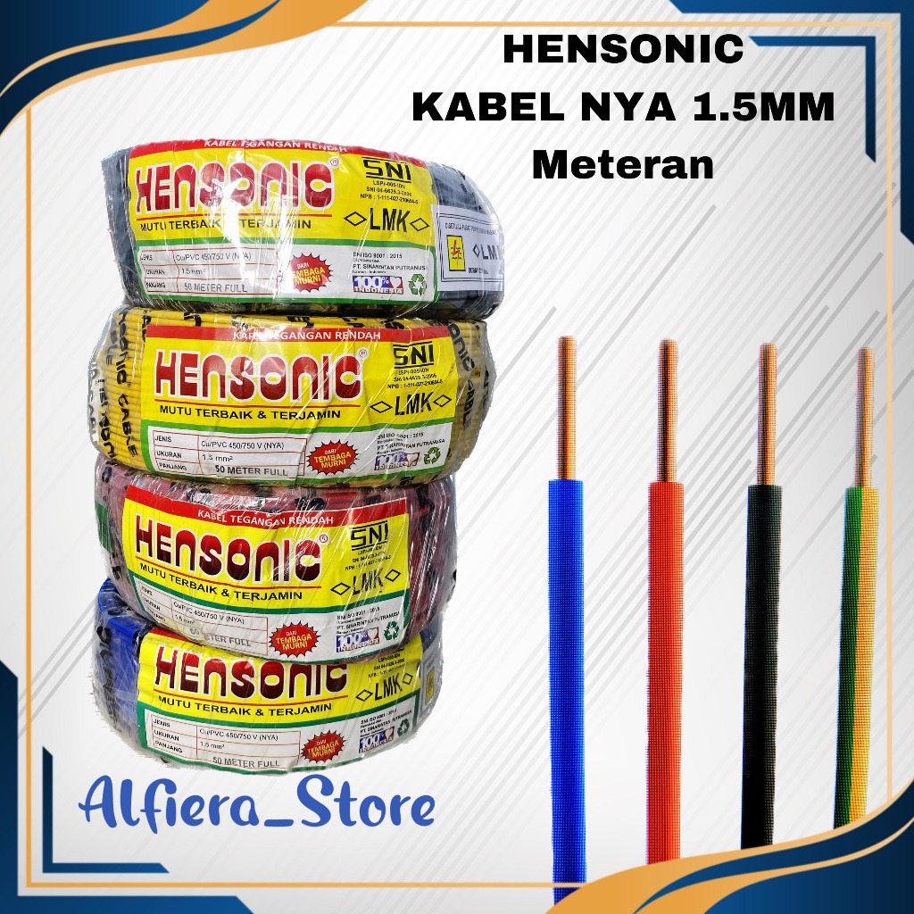 KABEL NYA 1.5mm HENSONIC 1Meter TEMBAGA MURNI SNI STANDAR LMK DAN KONSUIL