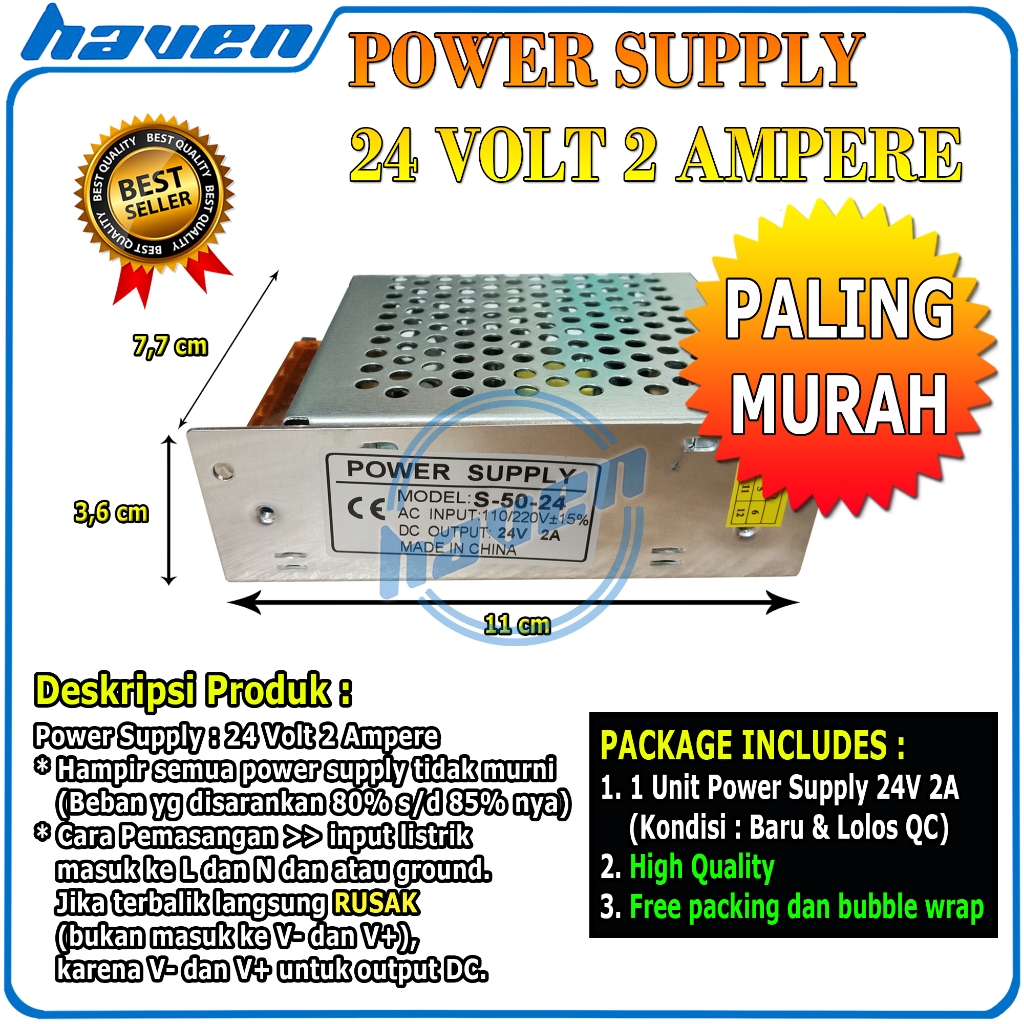 POWER SUPPLY 24V 2A / PSU 24V 2A SWITCHING POWER