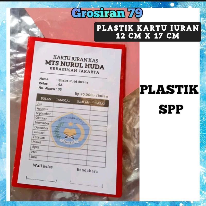 

PLASTIK SPP CUSTOM SABLON SAMPUL KARTU IURAN 12 CM X 17CM