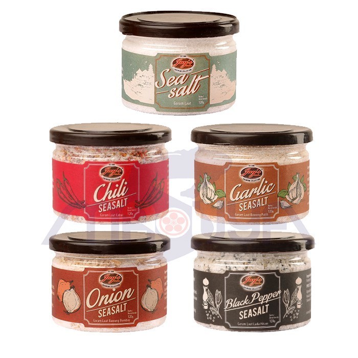 

Jays Varian Sea Salt Garam Laut Chili Cabai Garlic Bawang Putih Onion Bombai Black Pepper Lada Hitam