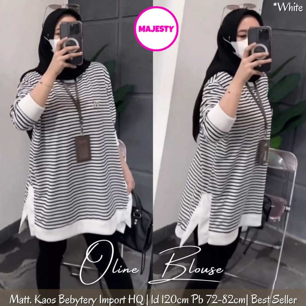 BLOUSE JUMBO WANITA VIRAL TERBARU MOTIF SALUR PAKAIAN WANITA BAJU ATASAN JUMBO BLOUSE GARIS GARIS LE