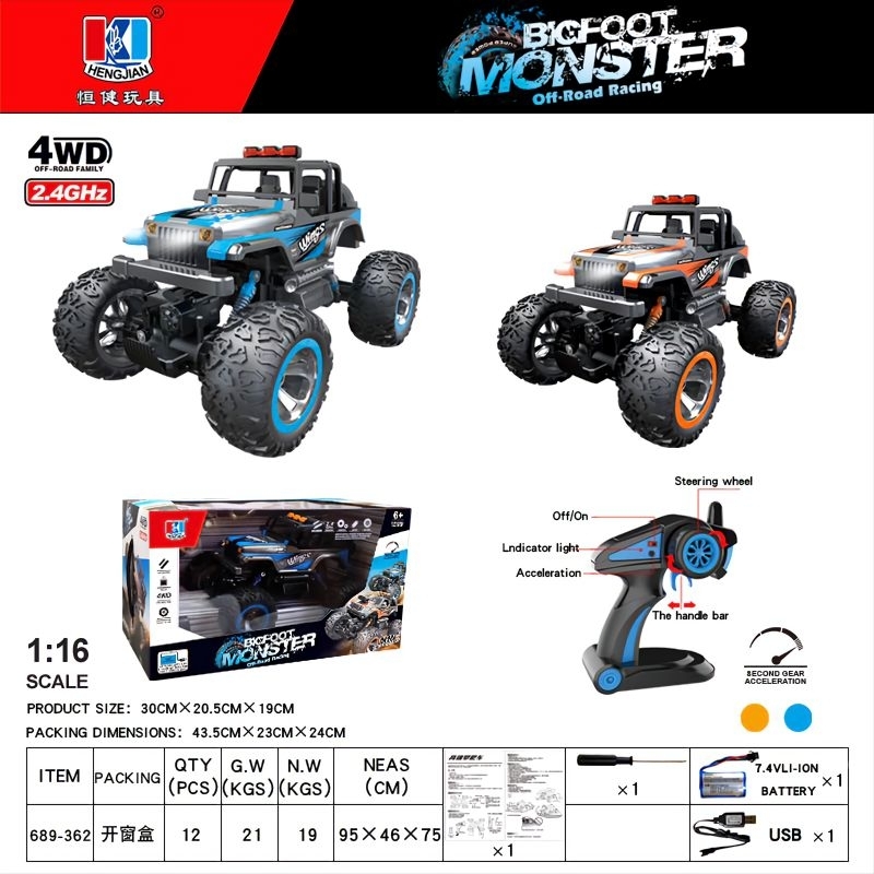 Mainan Mobil Remot Kontrol RC Offroad 4WD Buggy 2,4GHZ (Ukuran Besar)