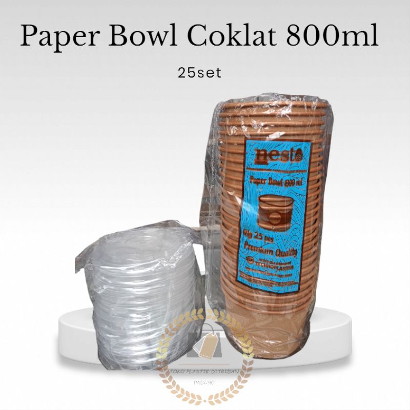 Paper Bowl Mangkok Bowl Kraft Coklat 800ml