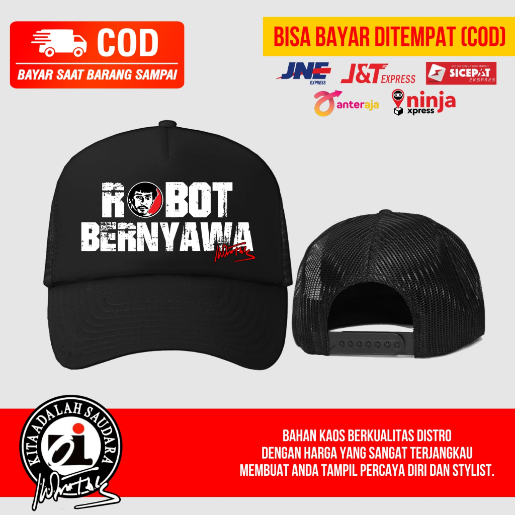 Topi Iwan Fals Robot Bernyawa Topi OI Topi Fals Mania Topi Distro Pria Terbaru