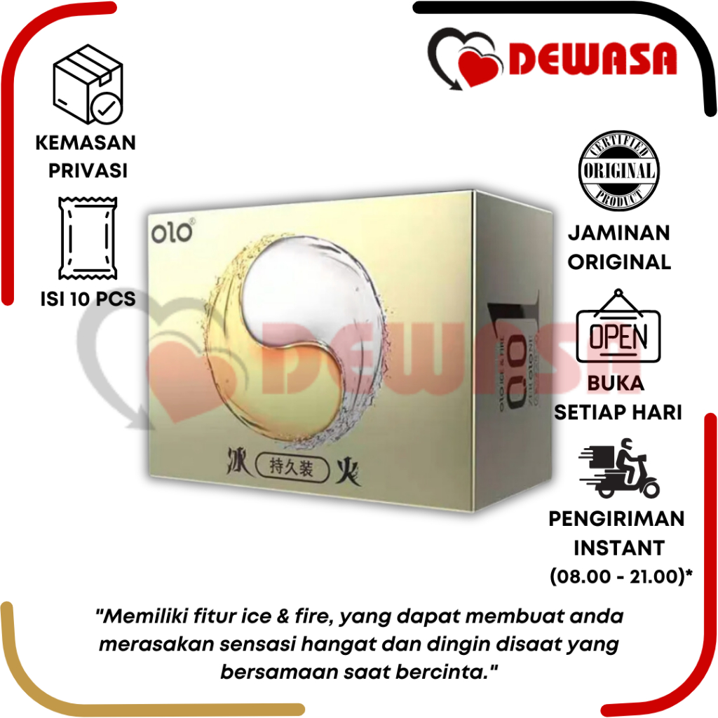 OLO Kondom 001 Ice & Fire Gold - 10 Pcs (Condom 0.01 Ultra Thin)