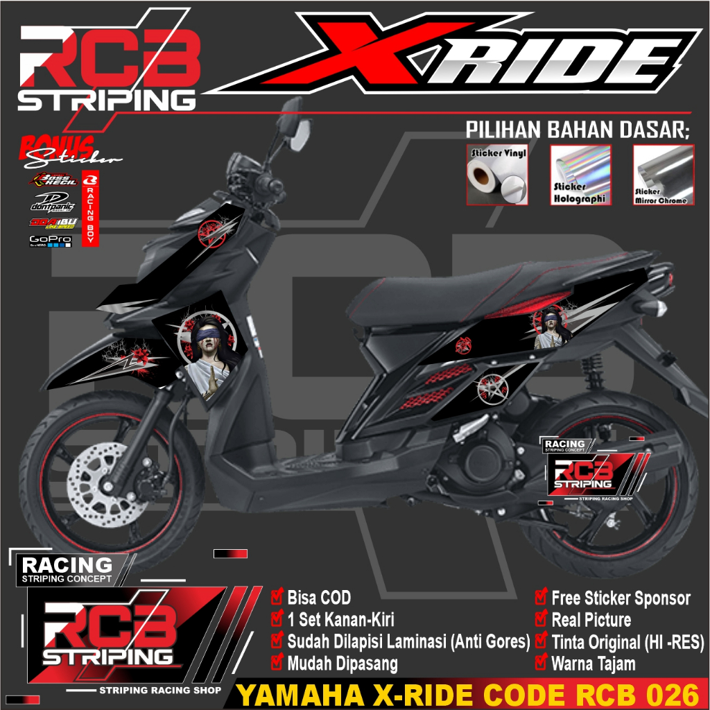 STRIPING X-RIDE 115 MEDUSA STIKER MOTOR KEREN STIKER LIS VARIASI X RIDE 115 STIKER MEDUSA RCB 026