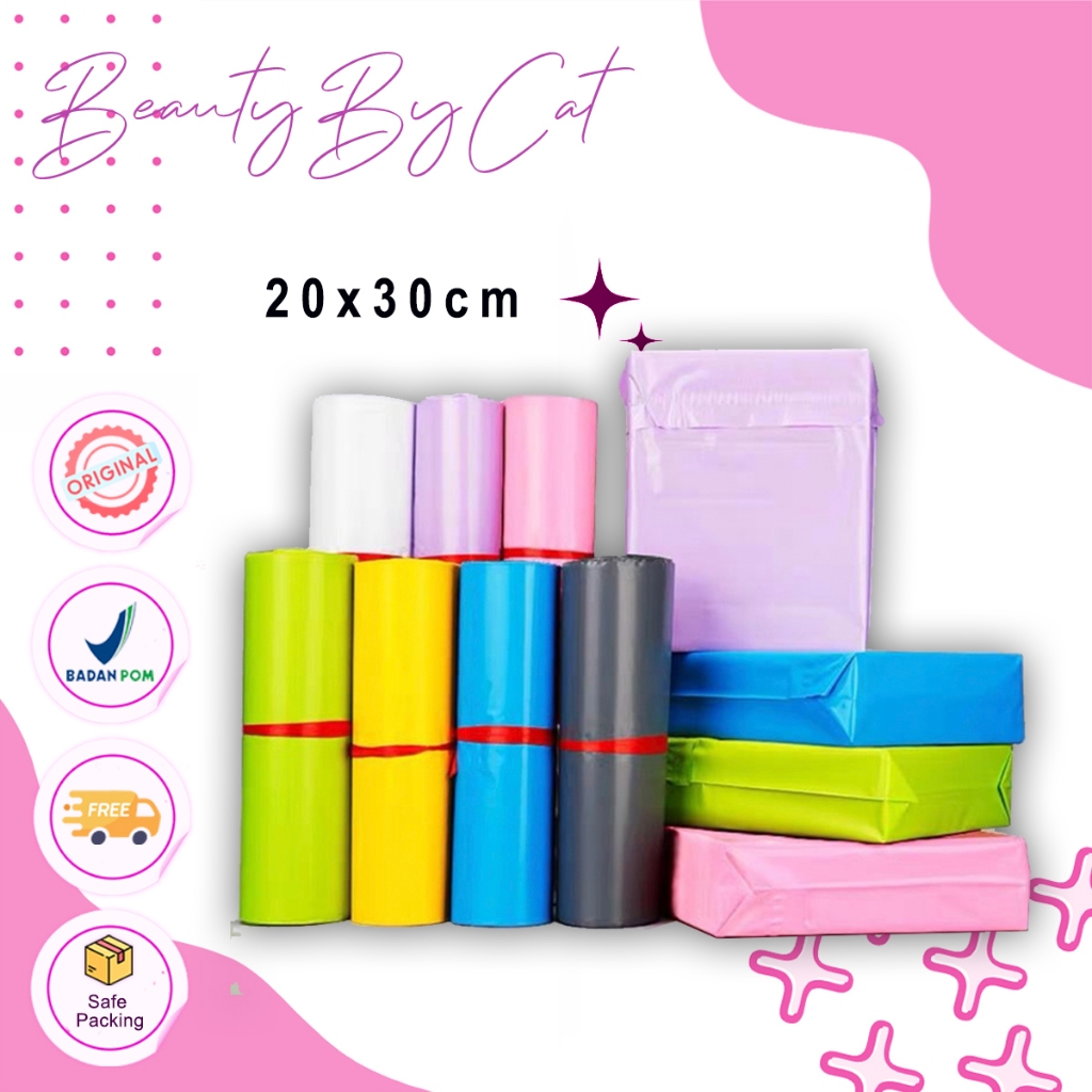 

beautybycat - Polymailer Plastik 20X30CM Packing LDPE Glossy Isi 100PCS | Plastik Packing Paket