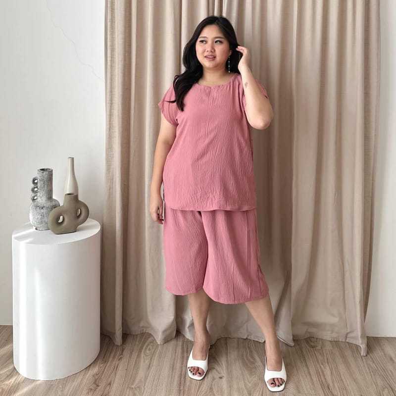 One Set Jumbo LD 130 Setelan Wanita Big Size Celana Pendek / Baju Piyama / Baju Tidur / Piyama Jumbo