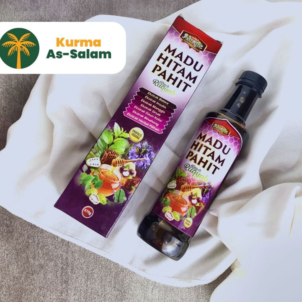 

Madu Hitam Pahit Plus Ruqyah Propolis Trigona Alwafie 470gr Al Wafie