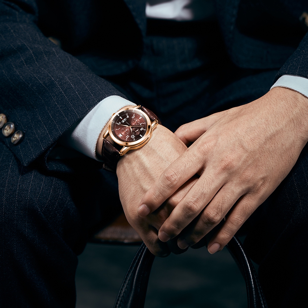 Sunlifex Jam Tangan Pria 7004 Original Anti Air Kuarsa Tali Kulit Jam Tangan Cowok-8