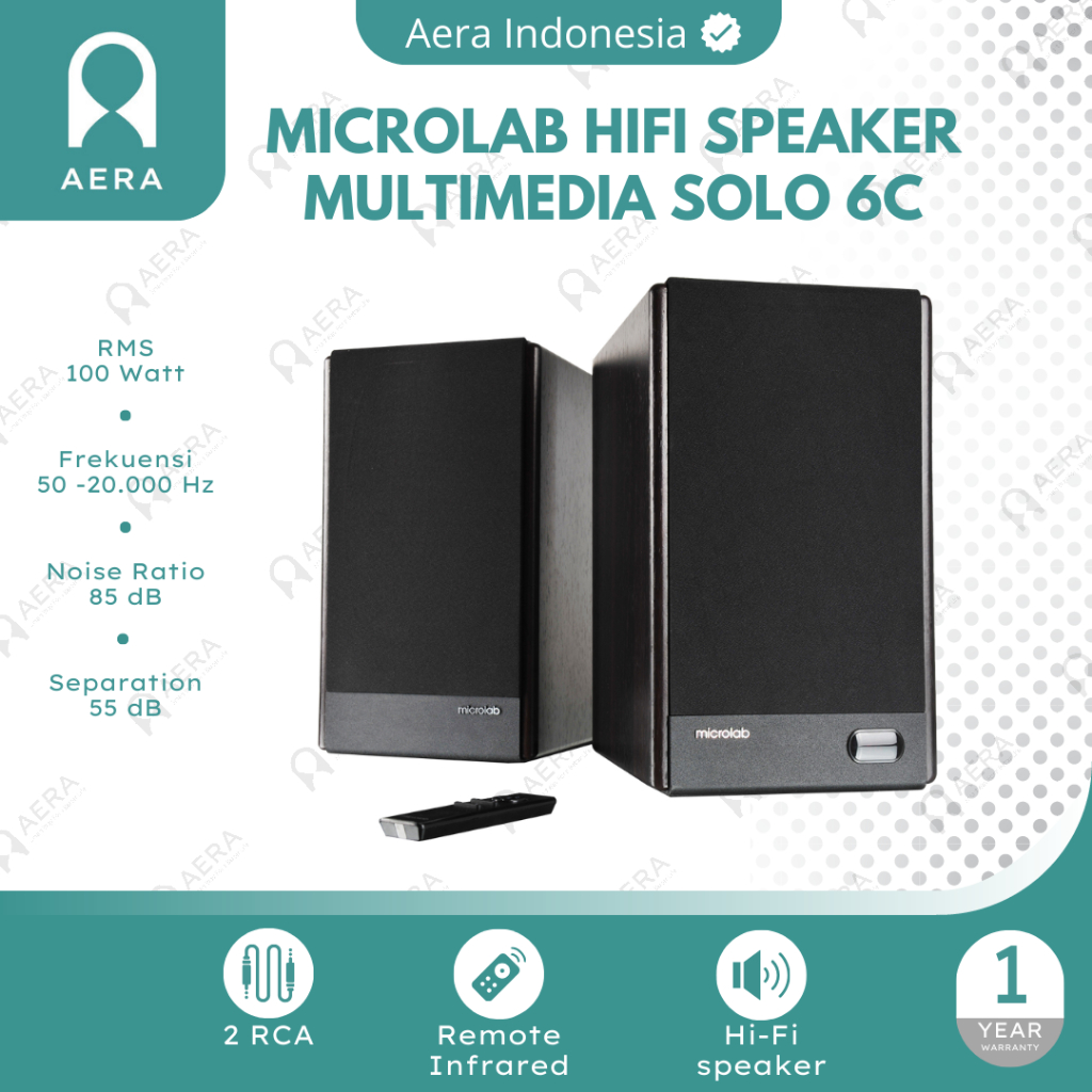 Microlab Solo 6C hifi Speaker Stereo HIFI 100 Watt  | Speaker Stereo Wood Color | Speaker