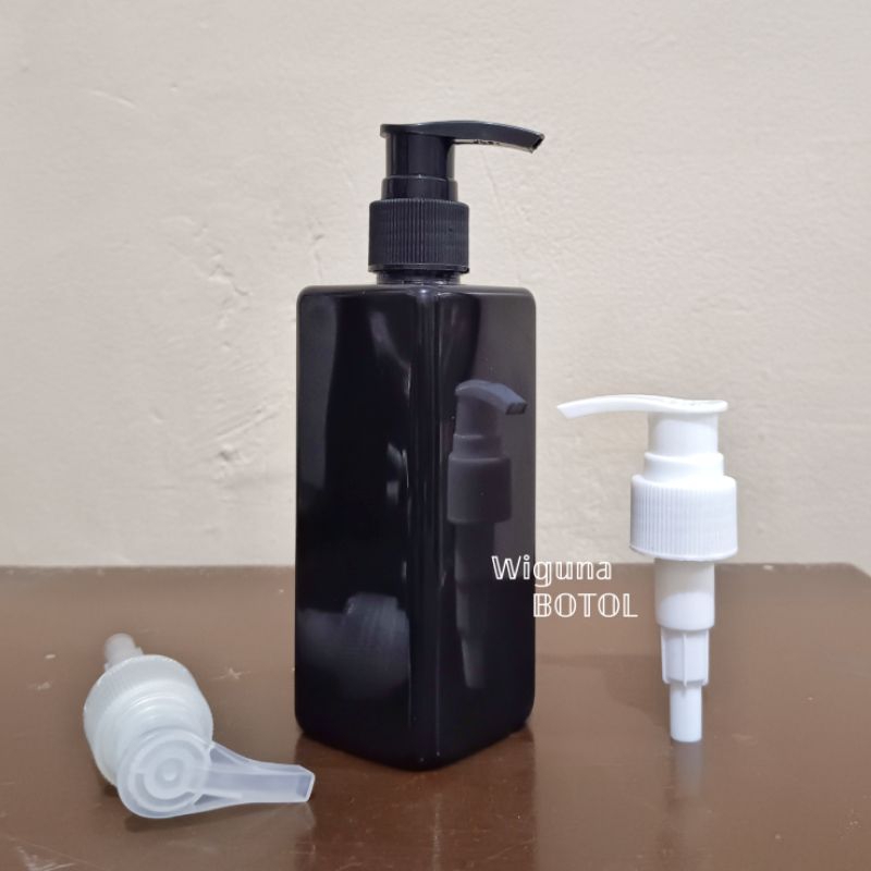 Botol Pump 250ml Kotak Hitam / Botol Pet 250ml Model Kotak Tutup Pump Lotion