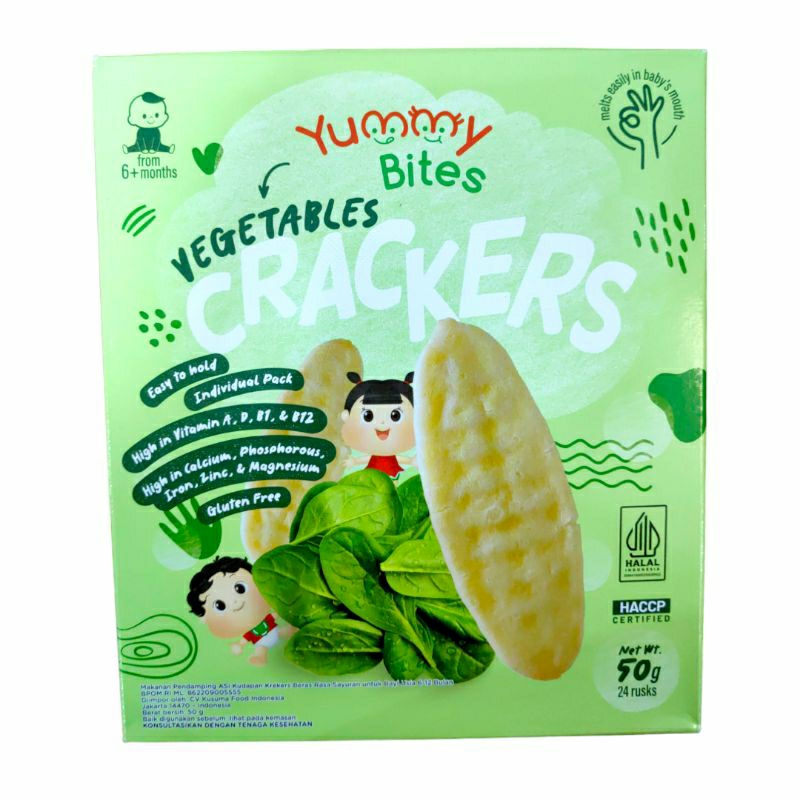yummy bites crackers 50gr | Cemilan Bayi 6-12 bulan