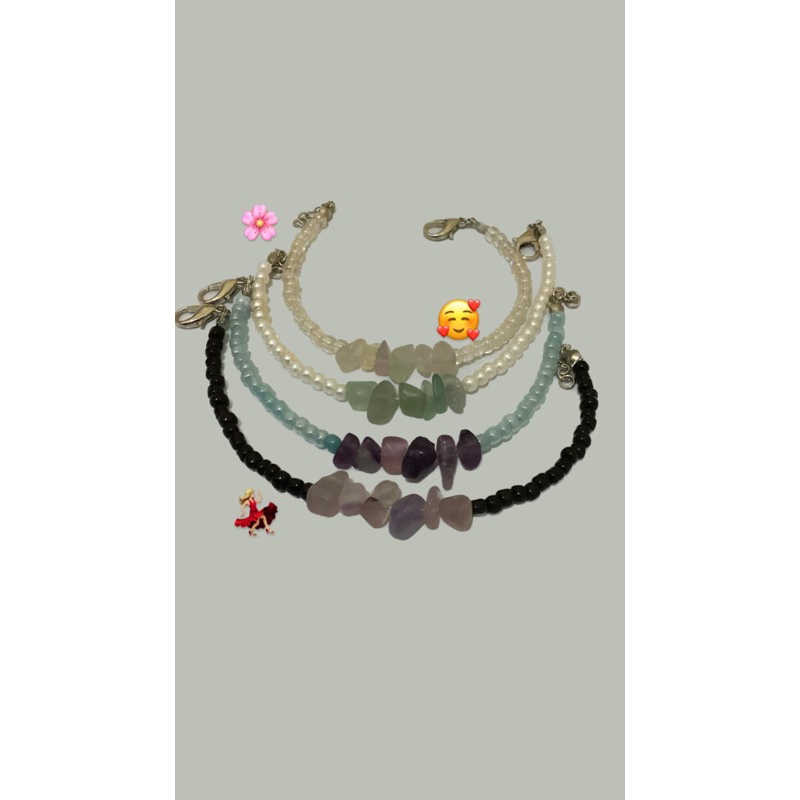 GELANG MANIK MANIK DAN BATU HIAS CANTIK AESTHETIC ESTETIK MURAH MERIAH