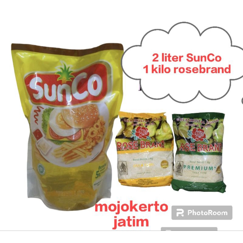 

Minyak goreng SUNCO 2L FREE 1kg Gula ROSE BRAND HIJAU/KUNING