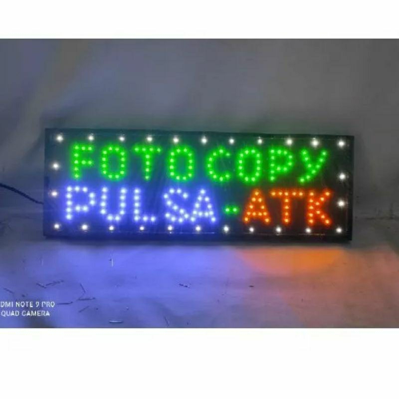 Tulisan Banner lampu led sign fotocopy pulsa atk