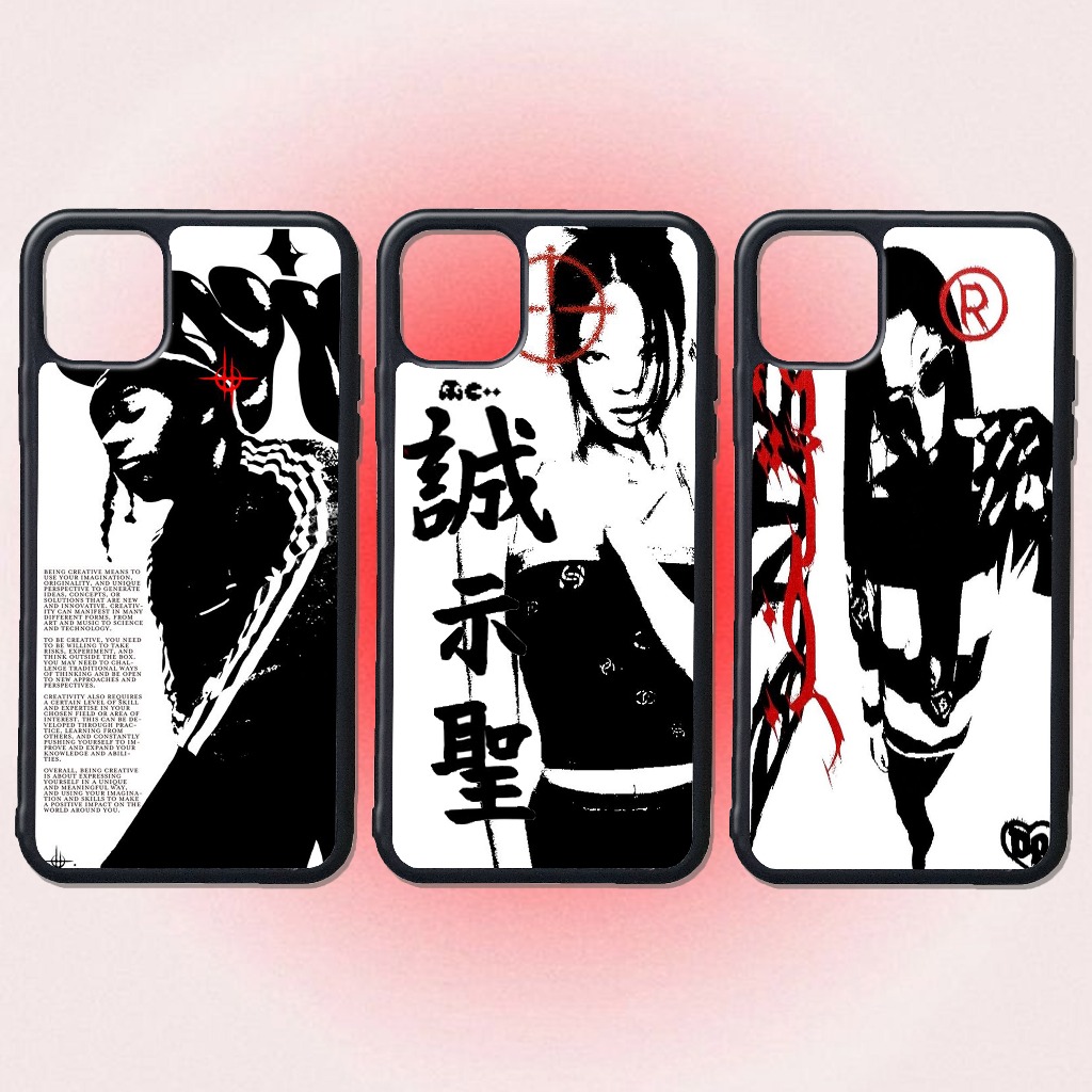 CASE CUSTOM RUBBER IPHONE ANDROID CASING ALL TYPE TEMA  AESTHETIC PYCO Y2K BLACK WHITE
