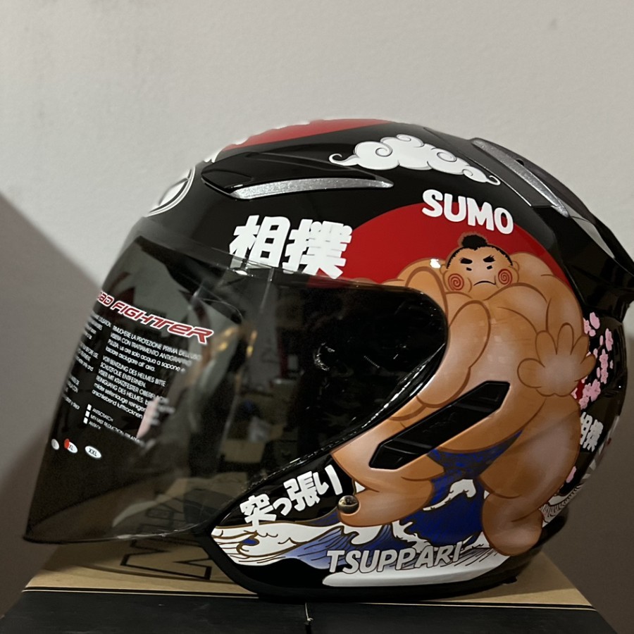 HELM NHK R1 SINGLE VISOR SUMO #1 BLACK HELM HALF FACE NHK