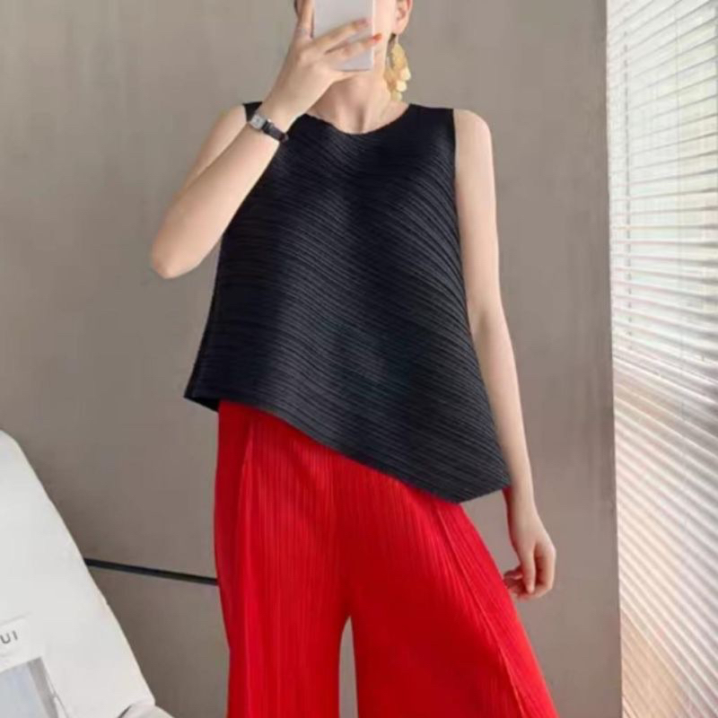 Berliana Blouse Pleated Top Pleats Atasan Plisket Import Top asimetris pleated