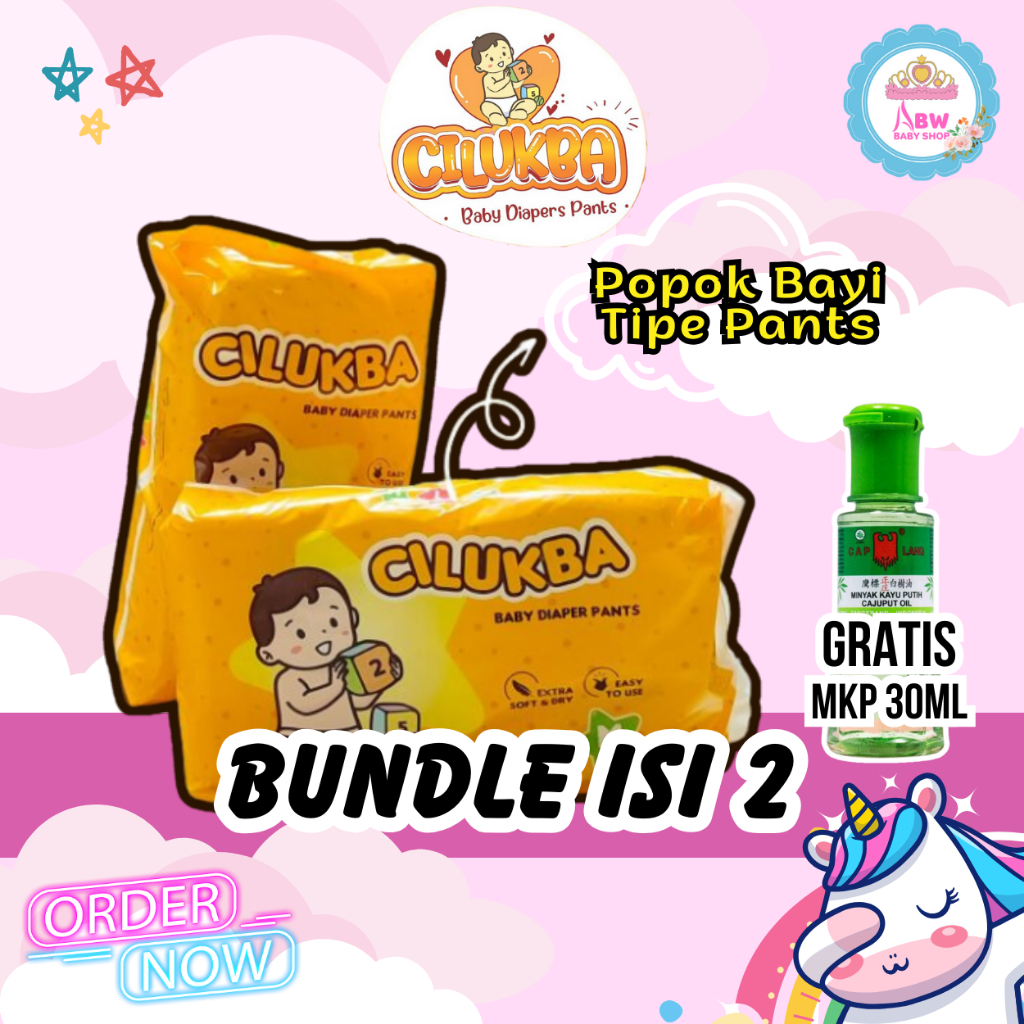 PAKET 2 BALL CILUKBA BABY DIAPERS PANTS TWINPACK Popok Bayi Sekali Pakai + FREE MKP 30ML | ABW BABY 