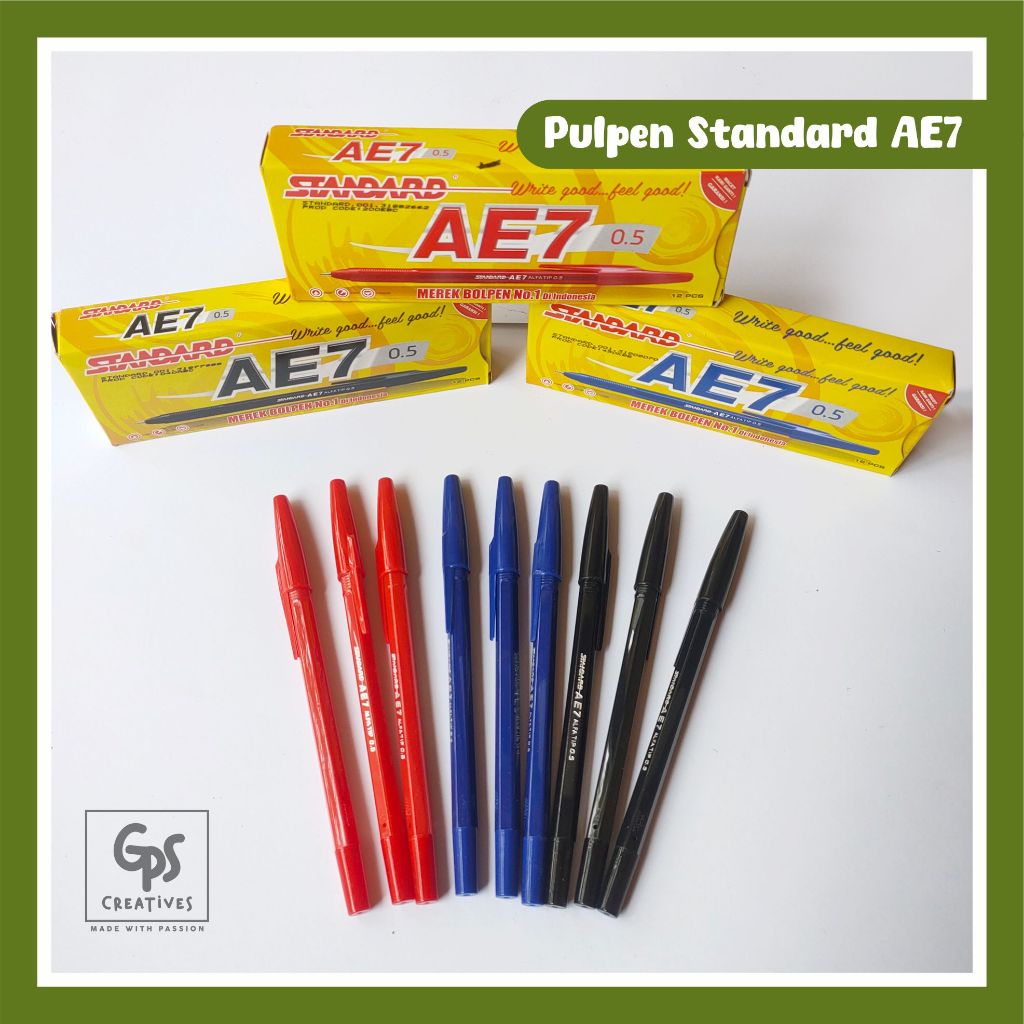 

Pulpen Standard AE7 Pena Hitan Ballpoint Biru Bolpoin Merah