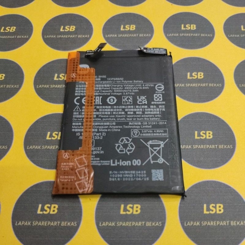 BATTERY XIAOMI REDMI NOTE 11 PRO 5G BN5E ORIGINAL ASLI BEKAS