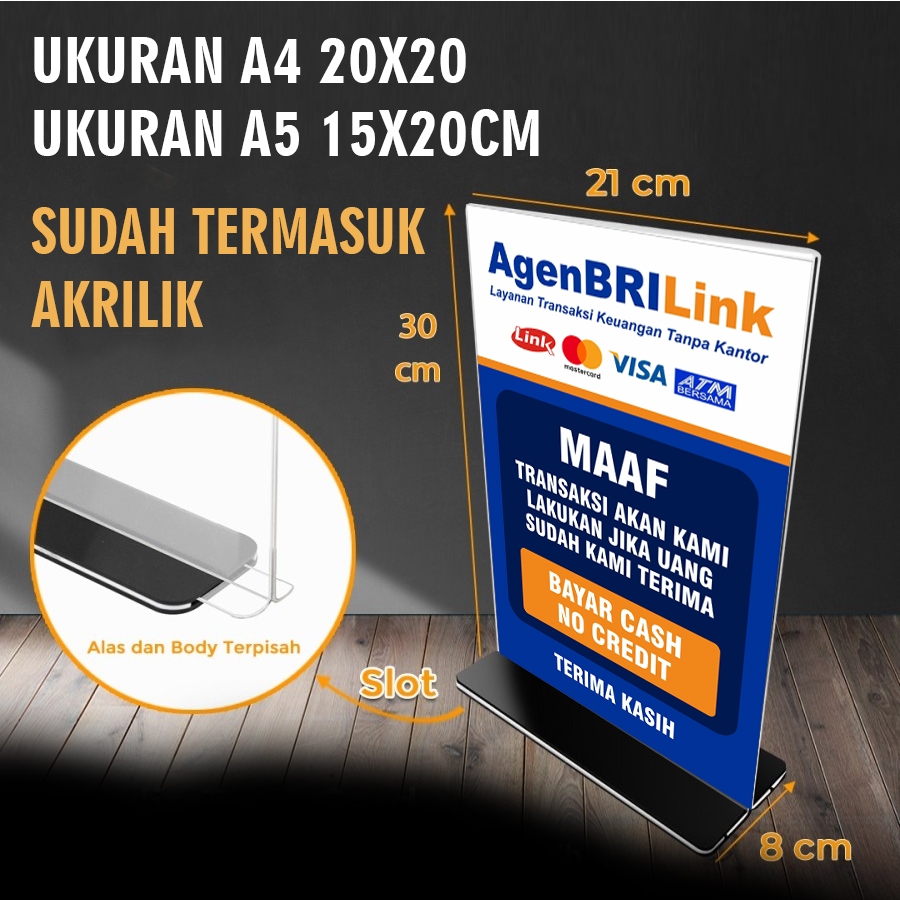 

AKRILIK + STIKER AGEN BRILINK BIAYA ADMIN, PENGUMUMAN DLL ( 1 SISI, BUKAN BOLAK BALIK )