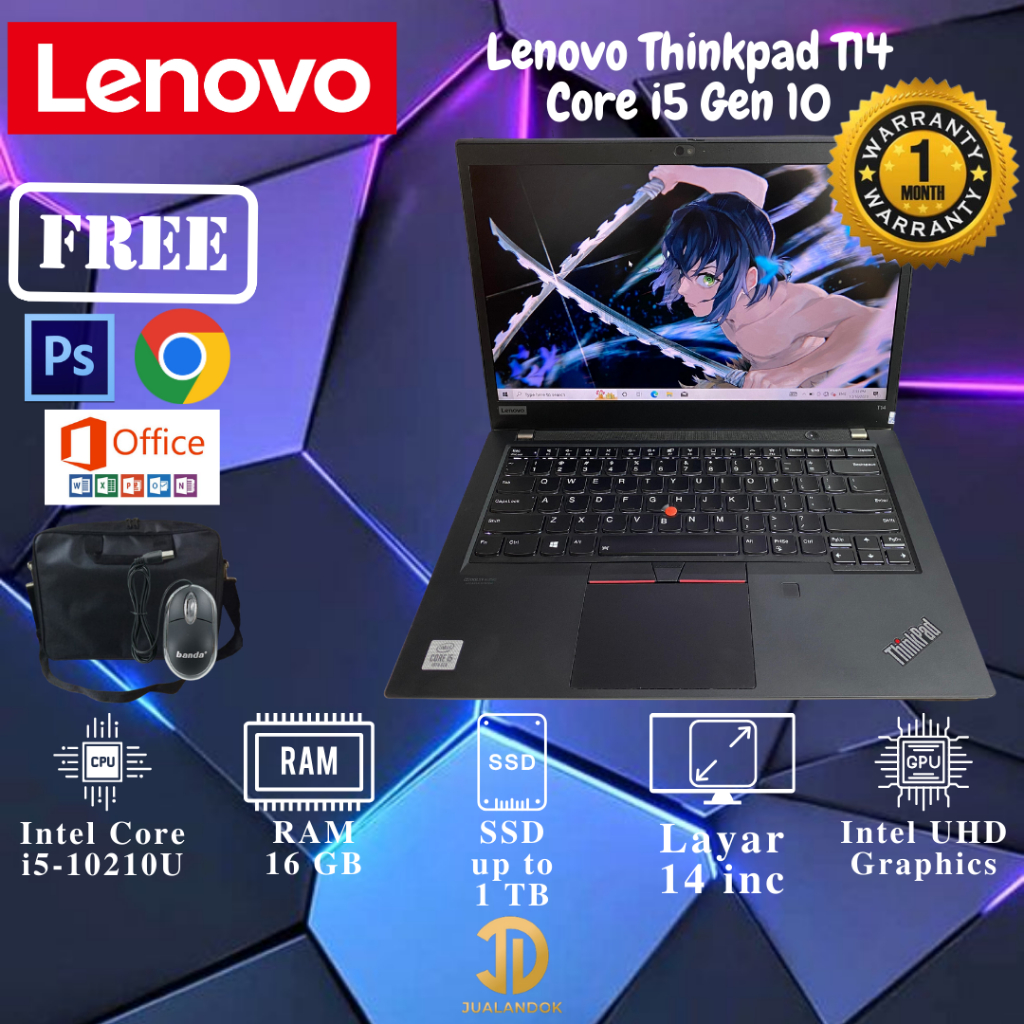 Laptop Lenovo Thinkpad T14 Core i5 Gen 10 - RAM 16GB - SSD 1 TB - ORI