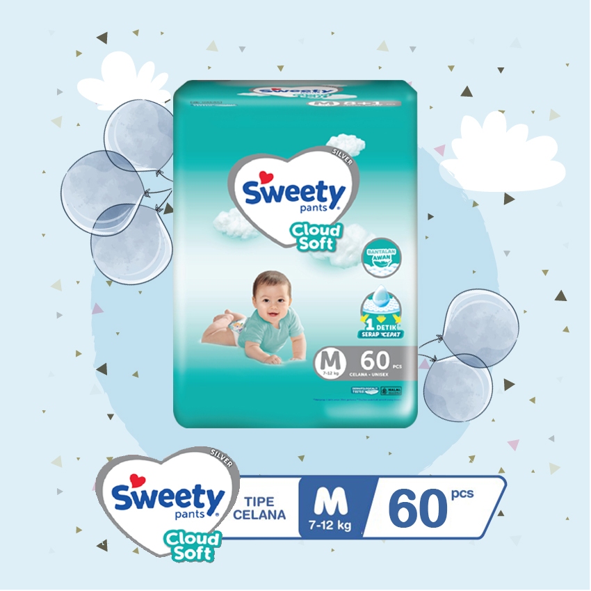 Sweety Silver Pants M60 - Sweety Popok Celana Silver M 60