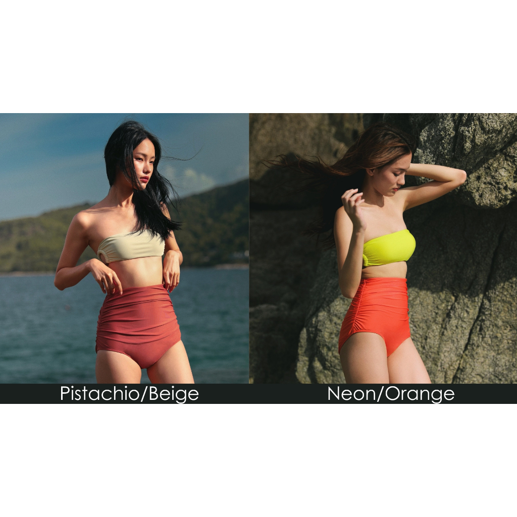 SWIMSAIC Double Rings bikini - Pistachio/Beige, Neon/Orange
