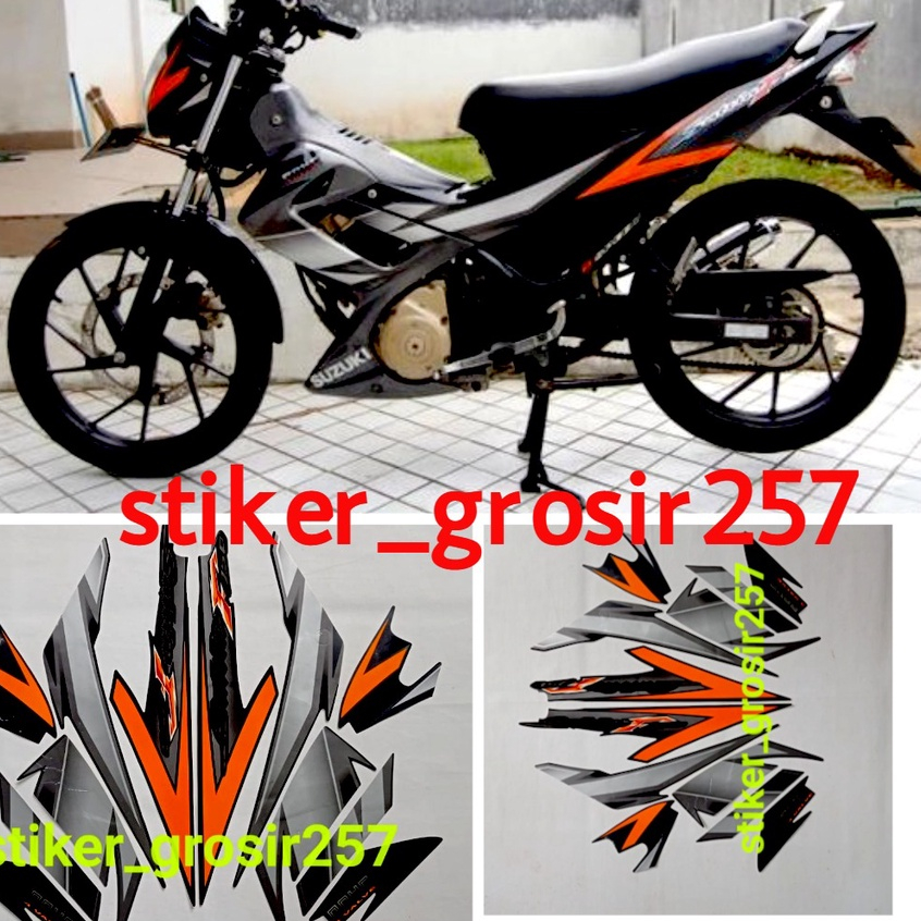 STIKER STRIPING LES LIS BODY SUZUKI SATRIA FU CBU 2007 2008 HITAM STANDAR