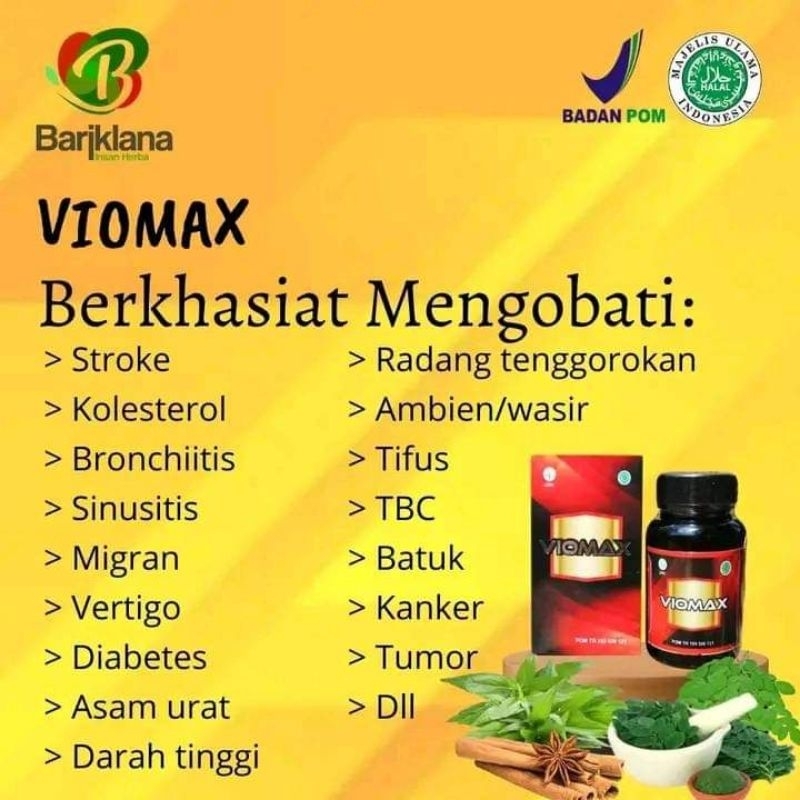 

VIOMAX. obat kolesterol, asam urat, stroke, vertigo. 100% herbal