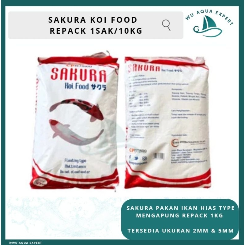 1 Sak Karung 10 Kg Pakan Pelet Ikan Koi SAKURA KOI FOOD Apung 2mm, 5mm Pelet Ikan Koi Hias Makanan I
