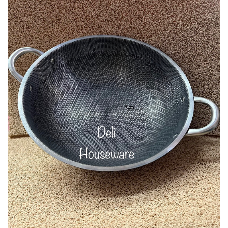 KUALI PENGGORENGAN WOKPAN STAINLESS ANTI LENGKET / WAJAN LABA KUPING HONEY COMB