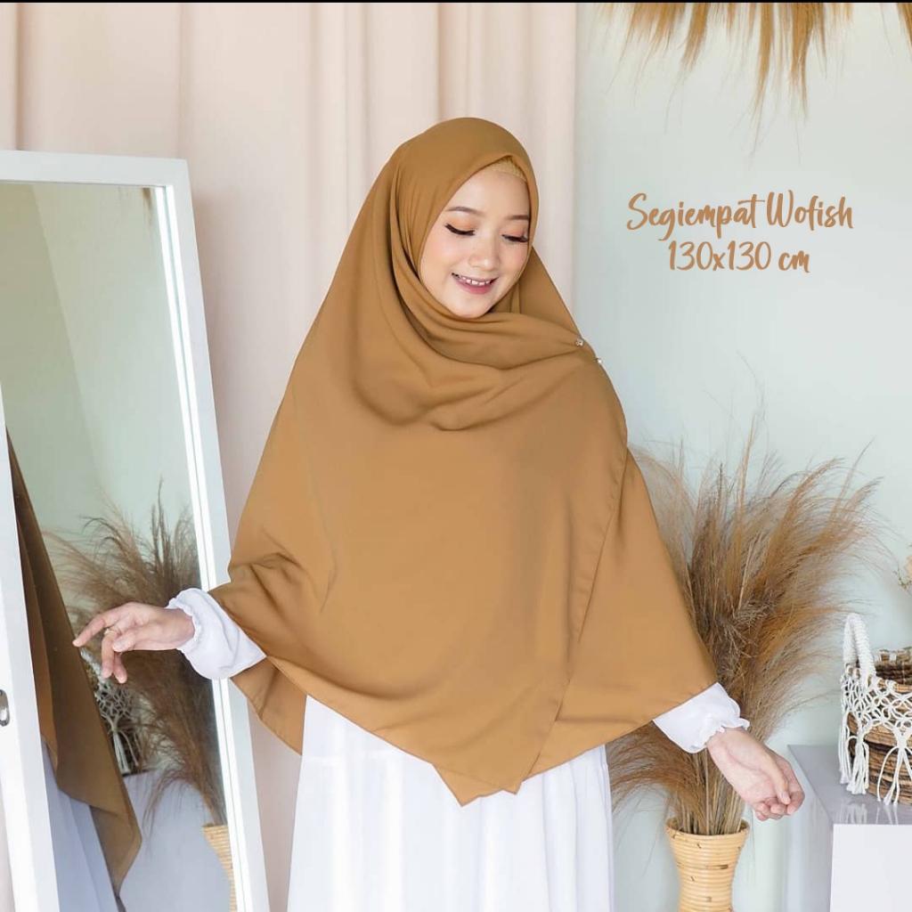 JACE JILBAB SEGIEMPAT WOLFISH Premium Hijab Syari Khimar / Jilbab Segiempat Jumbo 130 x 130 Bahan Wo