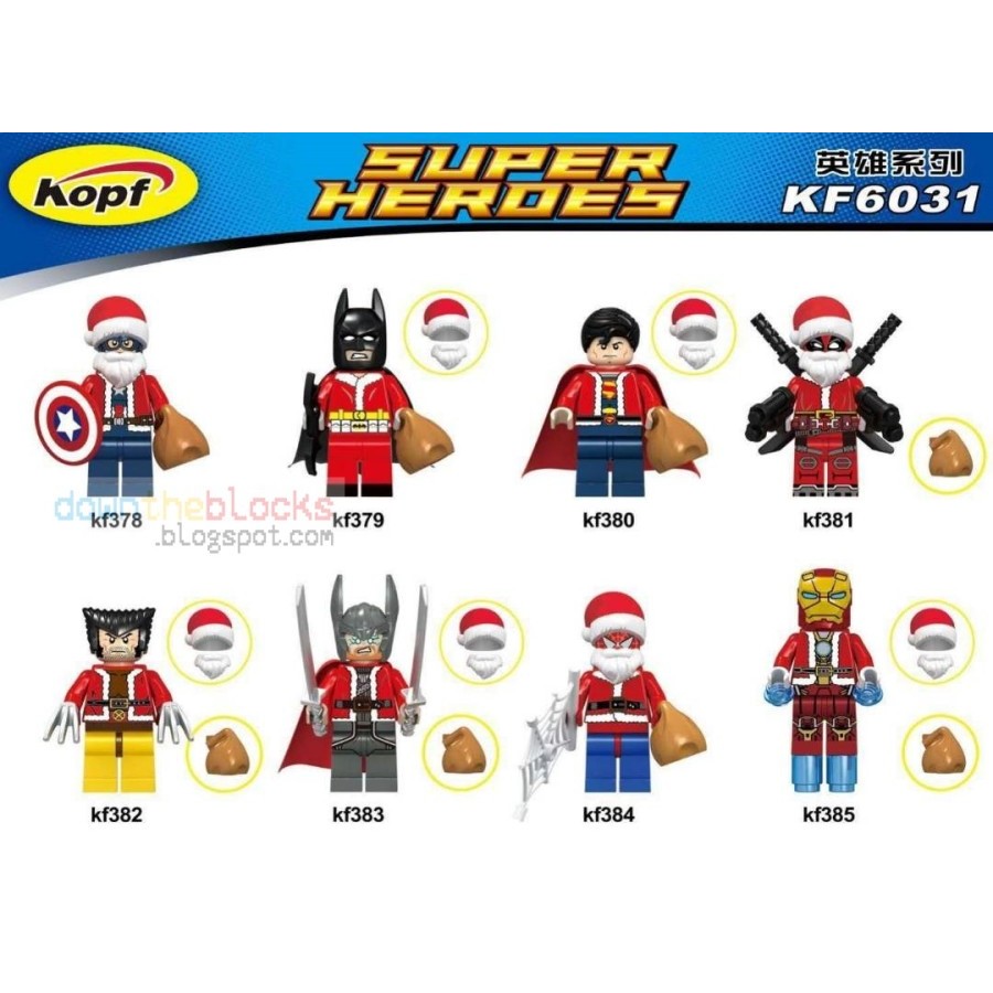 KF6031 SANTA SUPER HEROES XMAS CAPTAIN AMERICA THOR IRON MAN SUPERMAN Brick Mainan Edukasi DIY