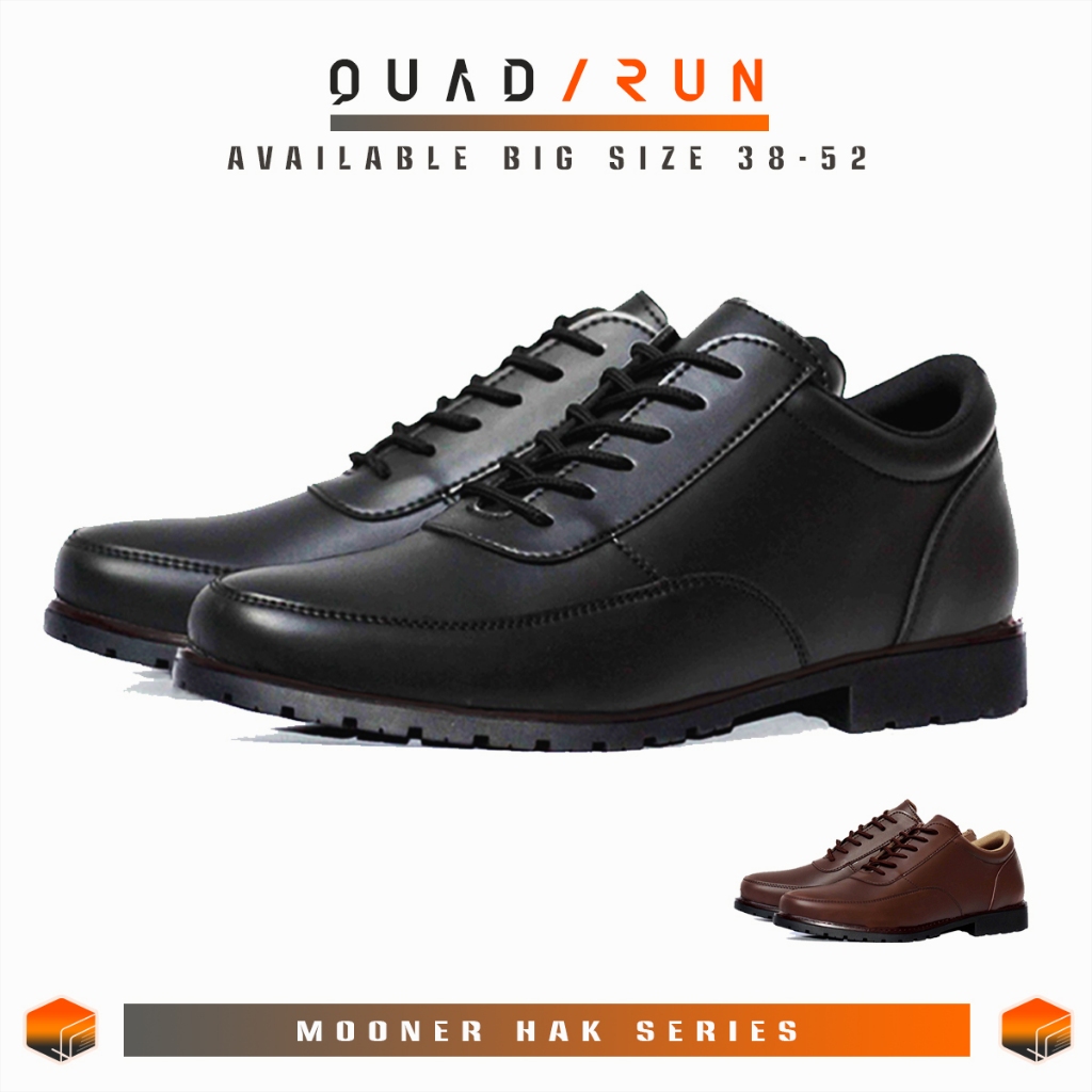 Sepatu Pantofel Hak Pria Tali Hitam Jumbo 39-52 QuadRun Mooner | Sepatu Kerja Formal Wisuda Pesta Pe