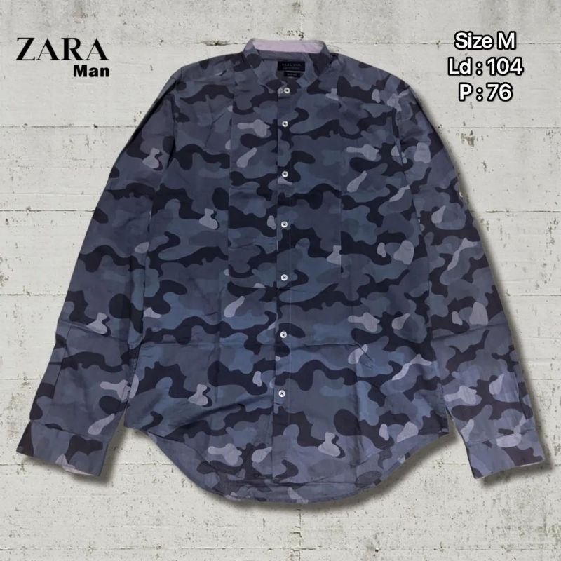 Kemeja Panjang Sanghai Zara Man Camo Original Second Preloved