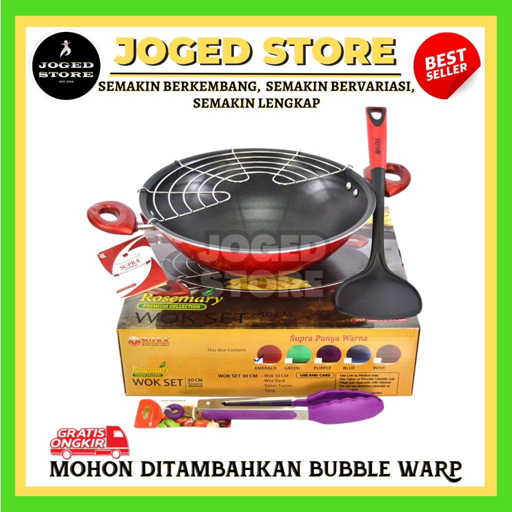 WAJAN SUPRA SET ROSEMARY 30 CM | WAJAN ENAMEL SUPRA SET | PENGGORENGAN SUPRA SET 30 CM | WAJAN