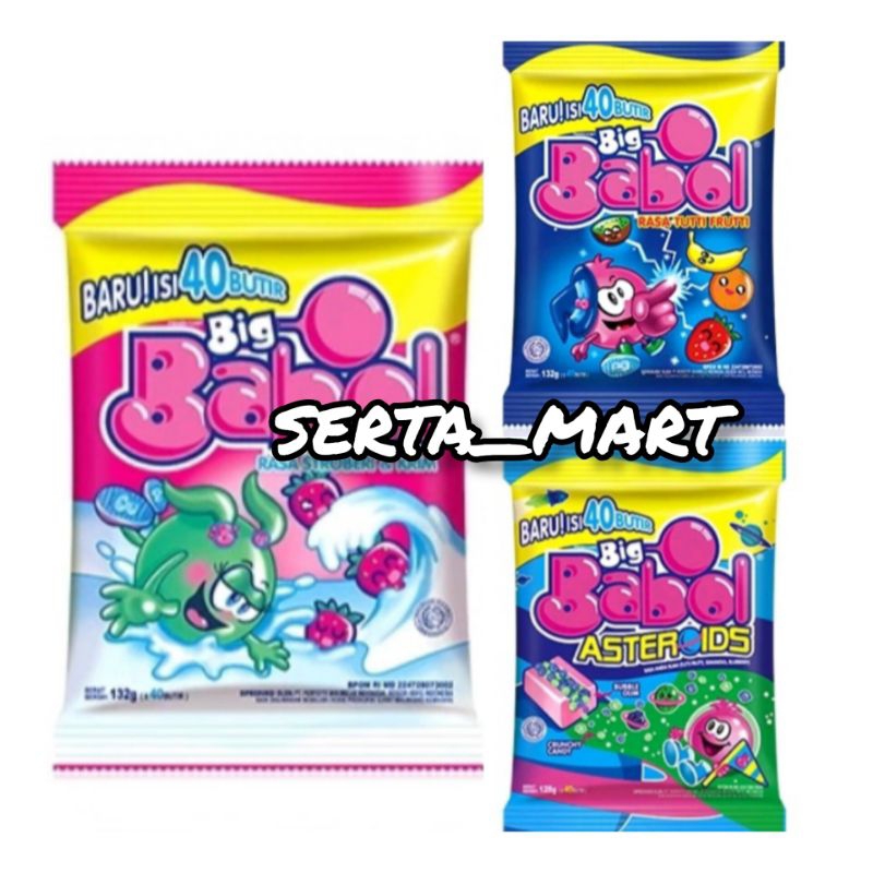 

Big babol Permen Karet Pouch 132gr - Bigbabol Strawberry / Asteroids / Tutti Frutti Pack 140gr