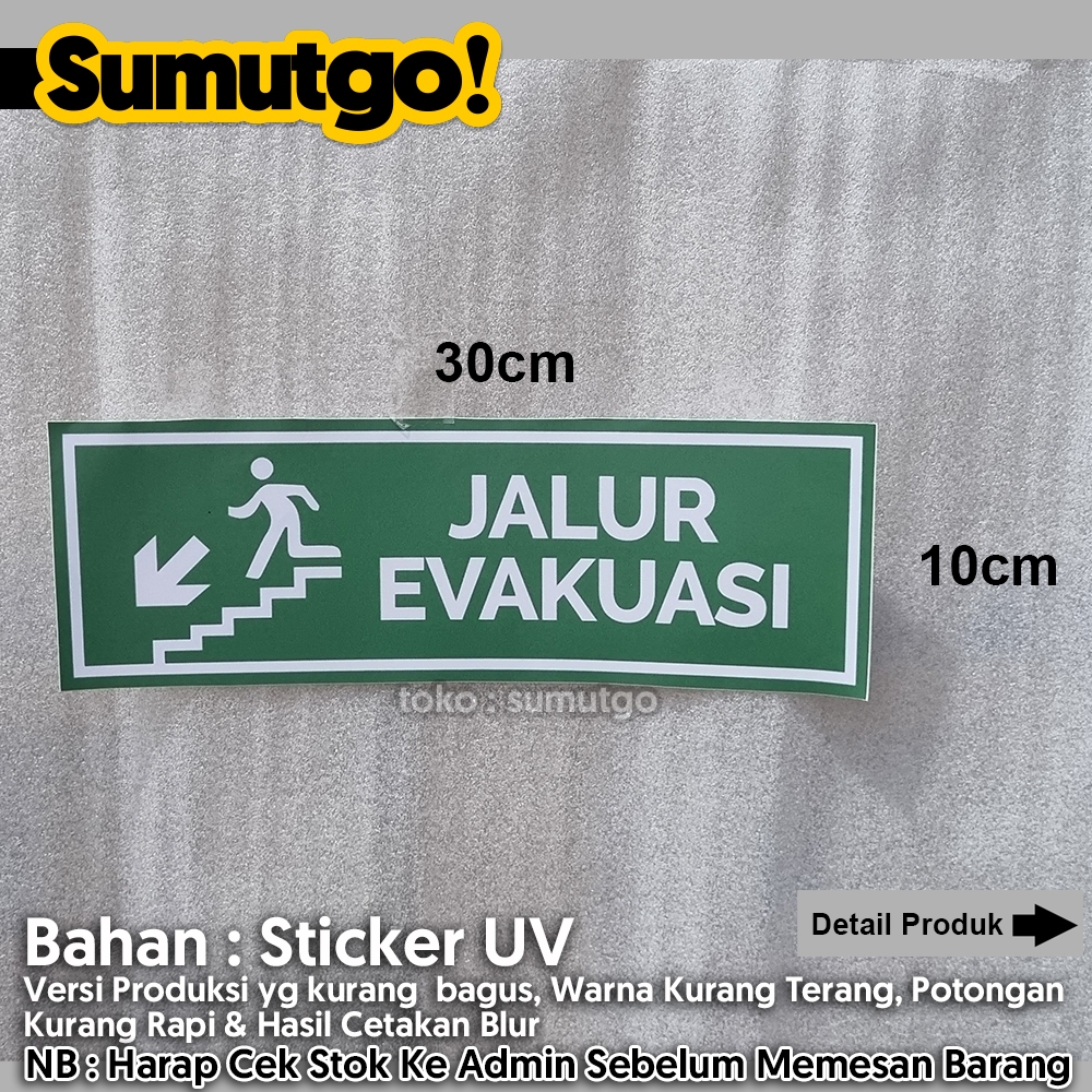 

[Promo Barang Reject] Stiker Tulisan Jalur Evakuasi Tangga Arah Kiri Hijau Left Stairs Evacuation Route Green uk 30 x 10 cm / Sticker UV Tanda Label Awas Warning Sign Rambu K3 Safety Keselamatan Kerja Tahan Air Tahan Minyak