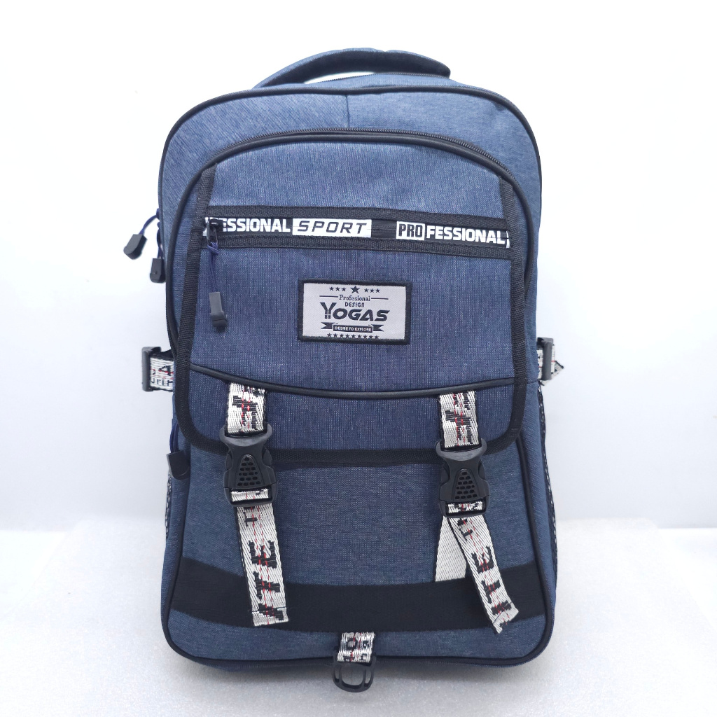 TAS SEKOLAH COWOK GESPER BAHAN KANVAS 4 RUANGAN / RANSEL DUKUNG LAKI-LAKI YOGAS SD SMP SMA KULIAH / 